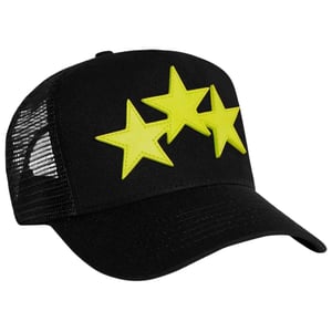 Amiri Three Star Trucker Cap Schwarz Limette