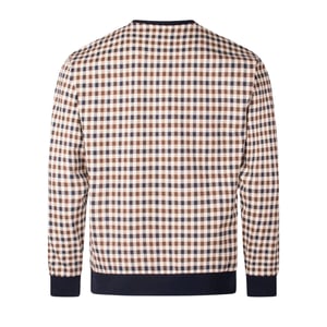 Aquascutum Active Iconic - Beige Kariertes Sweatshirt Mit Rundhalsausschnitt