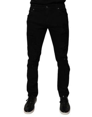 Slim Fit Ausgebeulte Jeans