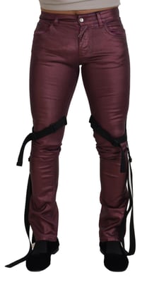Metallichose Burgunderrot