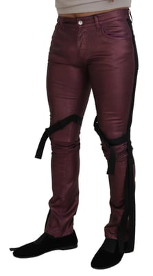Metallichose Burgunderrot