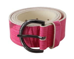 John Galliano Pink Leather Letter-Logo Design Rundschnallen-Gürtel
