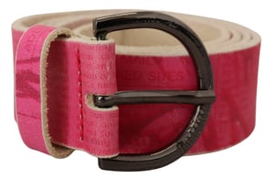 John Galliano Pink Leather Buchstabenlogo Runde Schnalle Taillengürtel