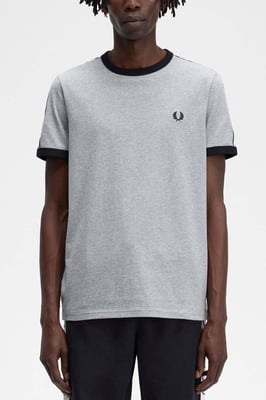 Fred Perry Herren Taped Ringer T-Shirt Stahl Marl