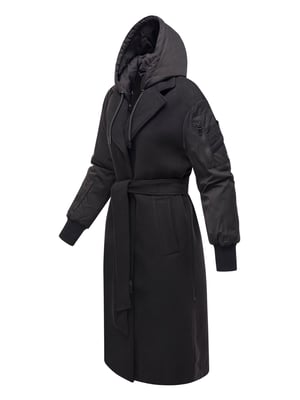 Marikoo Damen Wickelmantel mit Kapuze & Gürtel – Modell Tjadee