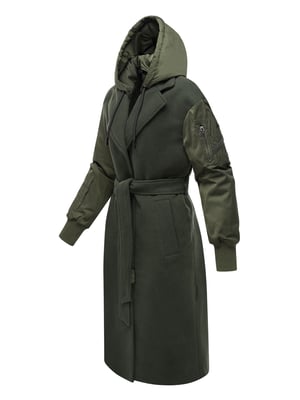 Marikoo Damen Wickelmantel mit Kapuze & Gürtel – Modell Tjadee