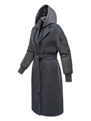 Marikoo Damen Wickelmantel mit Kapuze & Gürtel – Modell Tjadee