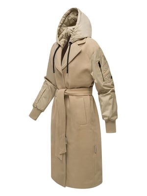 Marikoo Damen Wickelmantel mit Kapuze & Gürtel – Modell Tjadee