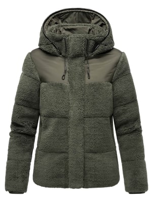 Marikoo Damen Teddy Puffer Jacke mit Kapuze & Reißverschluss – Kaguraa