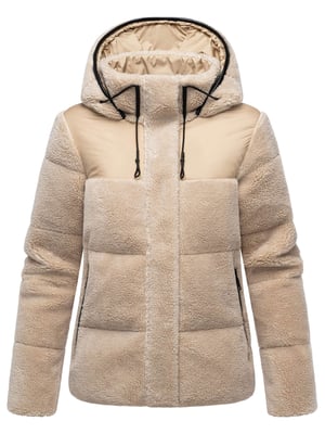 Marikoo Damen Teddy Puffer Jacke mit Kapuze & Reißverschluss – Kaguraa