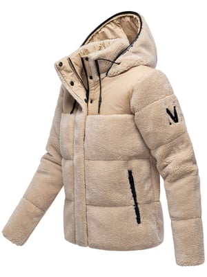 Marikoo Damen Teddy Puffer Jacke mit Kapuze & Reißverschluss – Kaguraa