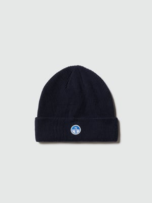 North Sails Beanie Micro-Rib-Strick mit Logo-Patch
