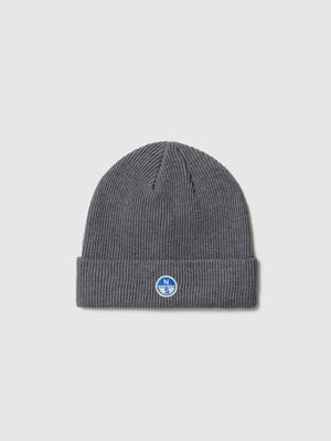 North Sails Beanie Micro-Rib-Strick mit Logo-Patch