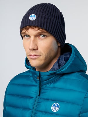 North Sails Beanie Breiter Rippstrick mit Logo-Patch