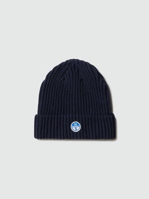 North Sails Beanie Breiter Rippstrick mit Logo-Patch