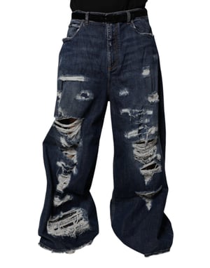 Weite, ausgefranste Jeans