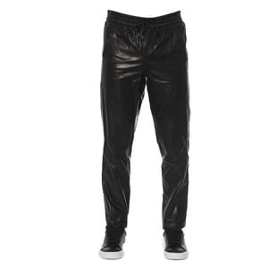 Leder Jogginghosen mit elastischem Bund, entspannte Passform