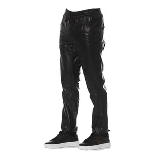 Leder Jogginghosen mit elastischem Bund, entspannte Passform