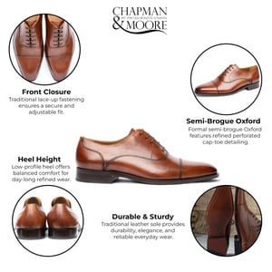 Chapman & Moore Herren-Brogue-Schuhe aus braunem Leder mit Kappe
