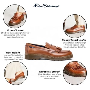 Ben Sherman Herren-Slipper aus hellbraunem Leder mit Quasten - Dudley