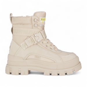 Buffalo Damen Beige Chunky Plateau-Kampfstiefel - ASPHA-COM1