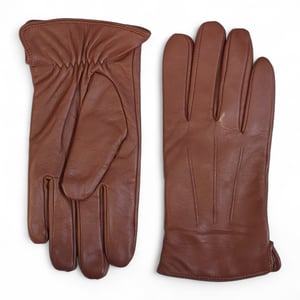 Herrenhandschuhe aus hellbraunem italienischem Leder mit warmem Wollfutter, ideal für Winter, Reiten und Autofahren.