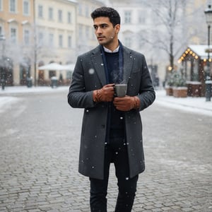 Herrenhandschuhe aus hellbraunem italienischem Leder mit warmem Wollfutter, ideal für Winter, Reiten und Autofahren.