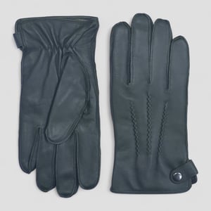 Herrenhandschuhe aus olivgrünem italienischem Leder, warm gefüttert mit Wolle, für Winter, Radfahren, Autofahren und Freizeit