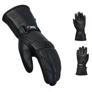 Thermohandschuhe für Herren, gepolstert, schwarzes Leder, wasserdicht, Winter- und Sommer-Bikerschutz