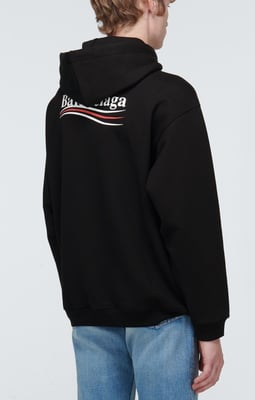 Balenciaga – Schwarzer Kapuzenpullover mit bedrucktem Logo