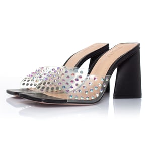 Schutz Plexiglas-Mules mit Strasssteinen