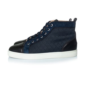 Christian Louboutin blaue gewebte High-Top-Sneaker