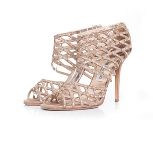Jimmy Choo Sandalen mit lasergeschnittenem Strassbesatz und Käfigdesign