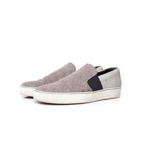 Graue Lanvin Leder-Sneaker zum Hineinschlüpfen.