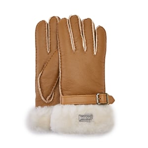 Stulpenhandschuhe aus kastanienbraunem Leder
