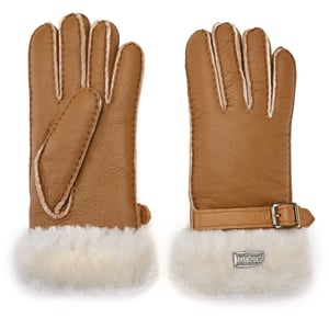 Stulpenhandschuhe aus kastanienbraunem Leder