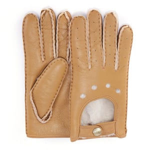 Motorradhandschuhe aus kastanienbraunem Leder
