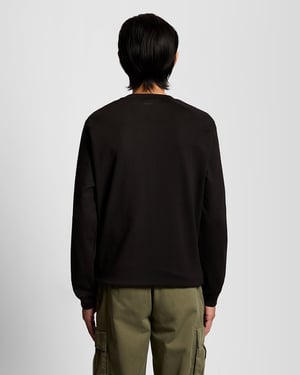 Lyle & Scott Sweatshirt mit halben Raglanärmeln und Einsätzen - Schwarz