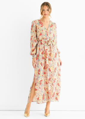 Multi-Jacquard-Chiffon-Midikleid