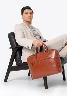 Wittchen Herren-Laptoptasche, 16 Zoll, Kunstleder, Braun, Öko-Leder