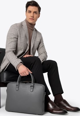 Wittchen Herren-Laptoptasche (16 Zoll) aus Kunstleder, Grau