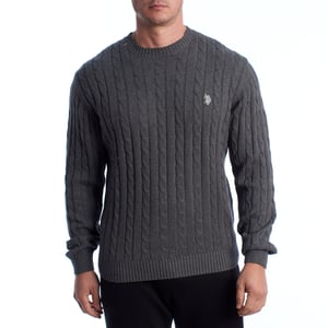 Herren Rundhals-Pullover mit Zopfmuster US40173042
