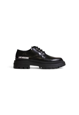 Schnür-Oxford-Schuhe Schwarz Lackleder