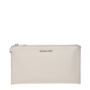 Beige Leder Clutch Tasche