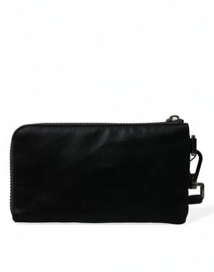 Schwarze Nylon-Logo-Plakette Schlüsselring Tasche Clutch Bag