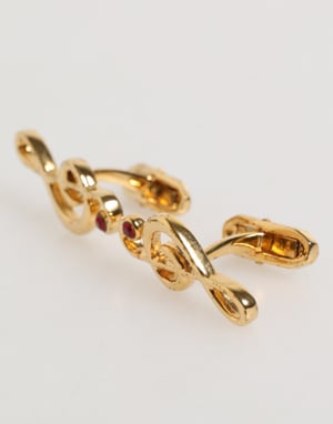 Goldene musikalische Note Metall Messing Pin Herren Accessoire Manschettenknöpfe