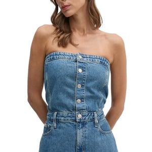 Denim Maxi-Kleid ohne Träger
