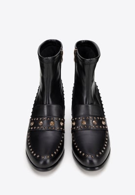 Wittchen Damen-Ankle-Boots mit Ziernieten, schwarz, Naturleder