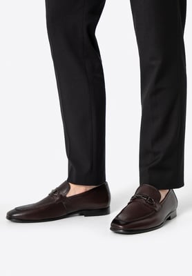 Wittchen Herren-Lederslipper mit Schnalle am Riemen, Dunkelbraun, Naturleder