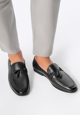Wittchen Herren-Lederslipper mit Quaste, schwarzes Naturleder